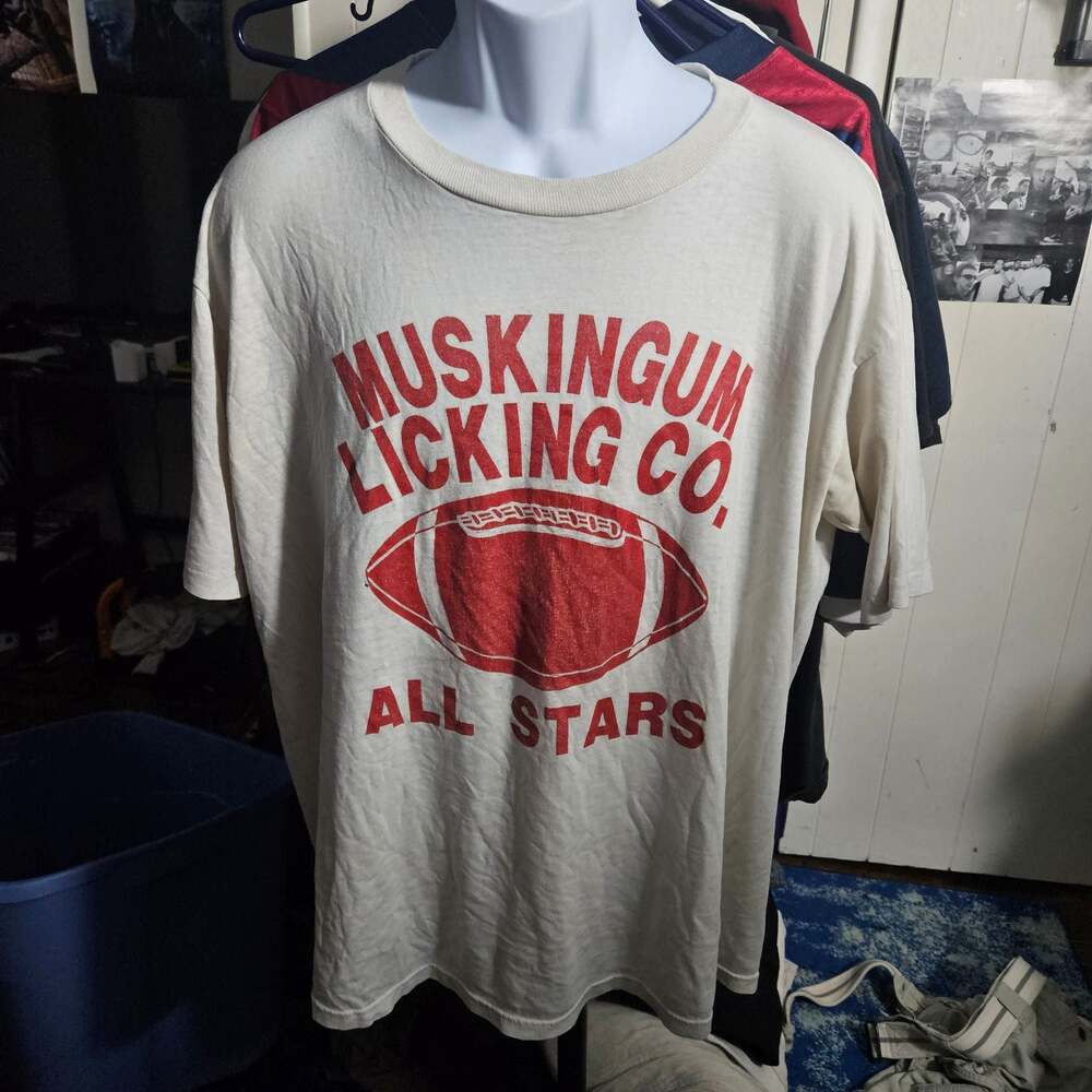 Vintage Jerzees Paperthin Licking County Football Graphic T-Shirt XL